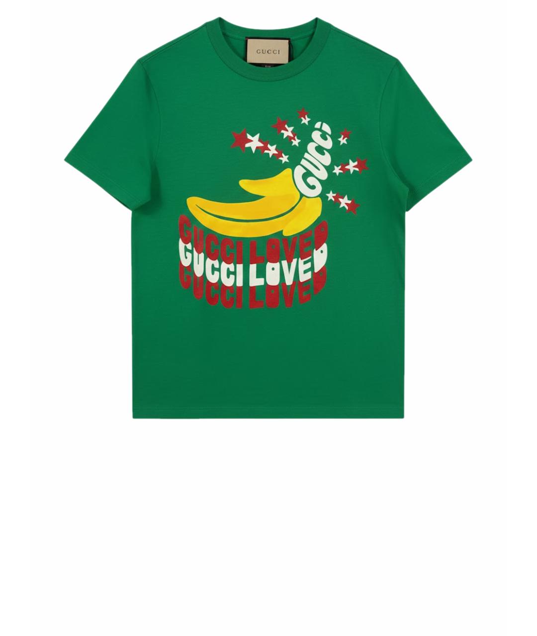 GUCCI Зеленая хлопковая футболка, фото 1