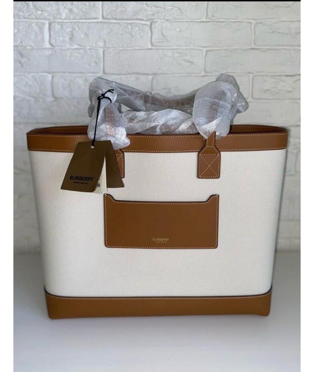 BURBERRY Коричневая хлопковая сумка тоут, фото 2