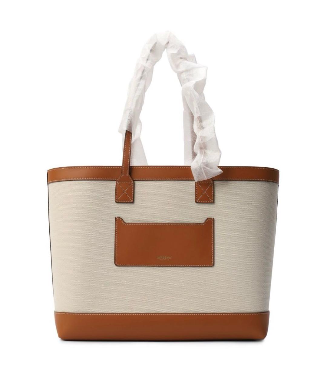 BURBERRY Коричневая хлопковая сумка тоут, фото 9