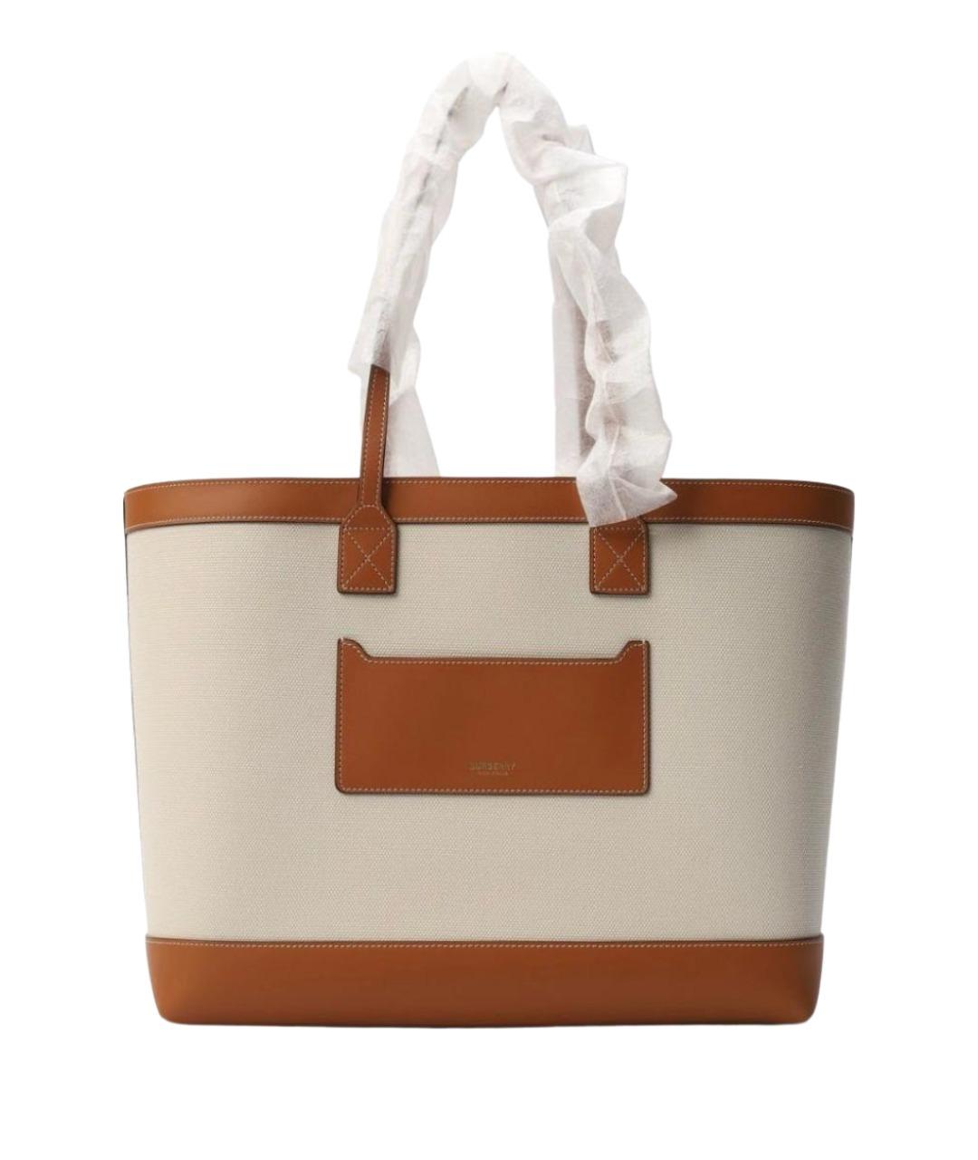 BURBERRY Коричневая хлопковая сумка тоут, фото 1