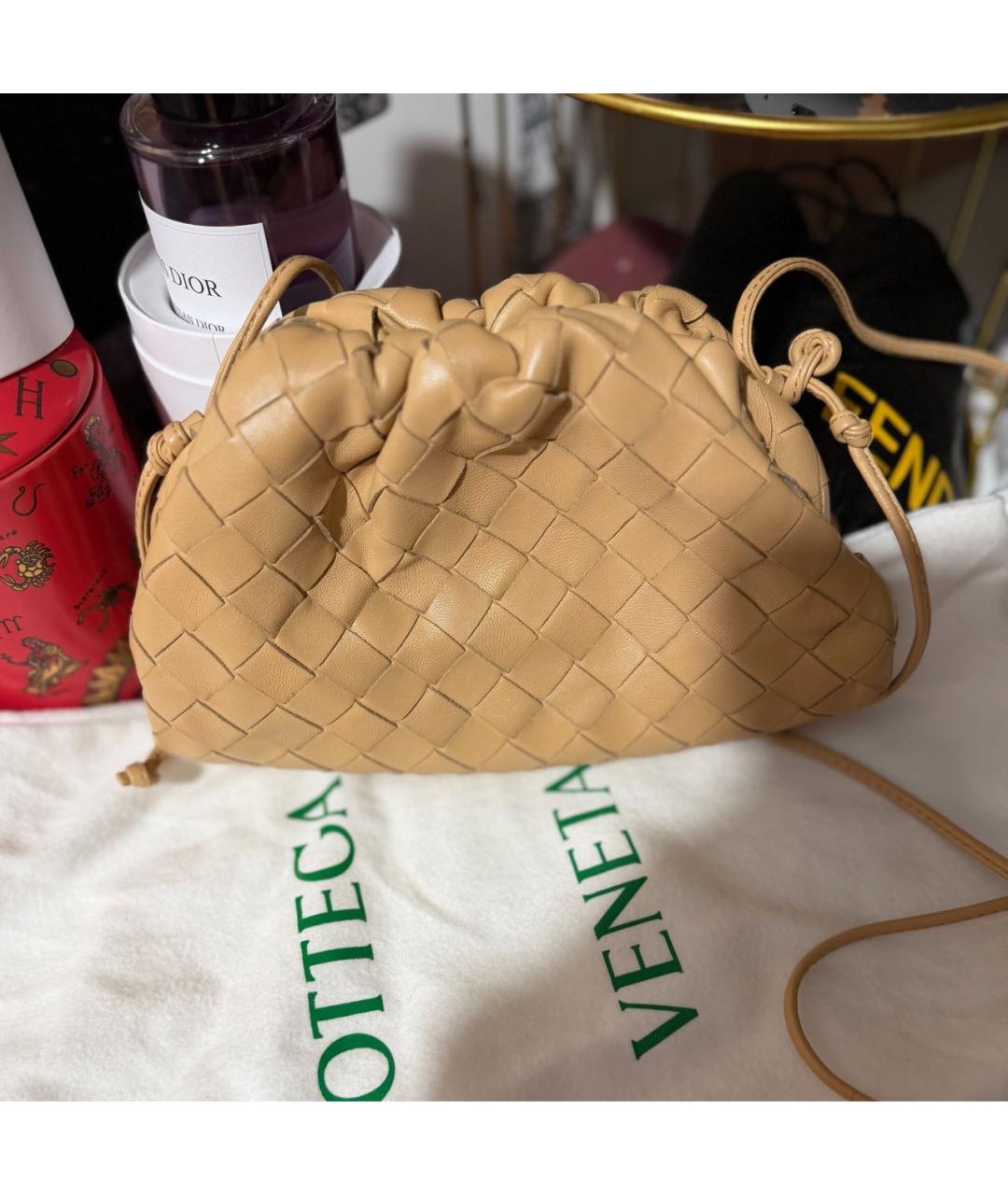 BOTTEGA VENETA Бежевая кожаная сумка через плечо, фото 7