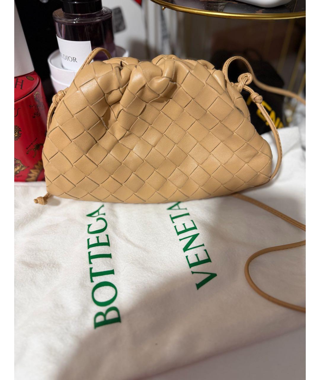 BOTTEGA VENETA Бежевая кожаная сумка через плечо, фото 5