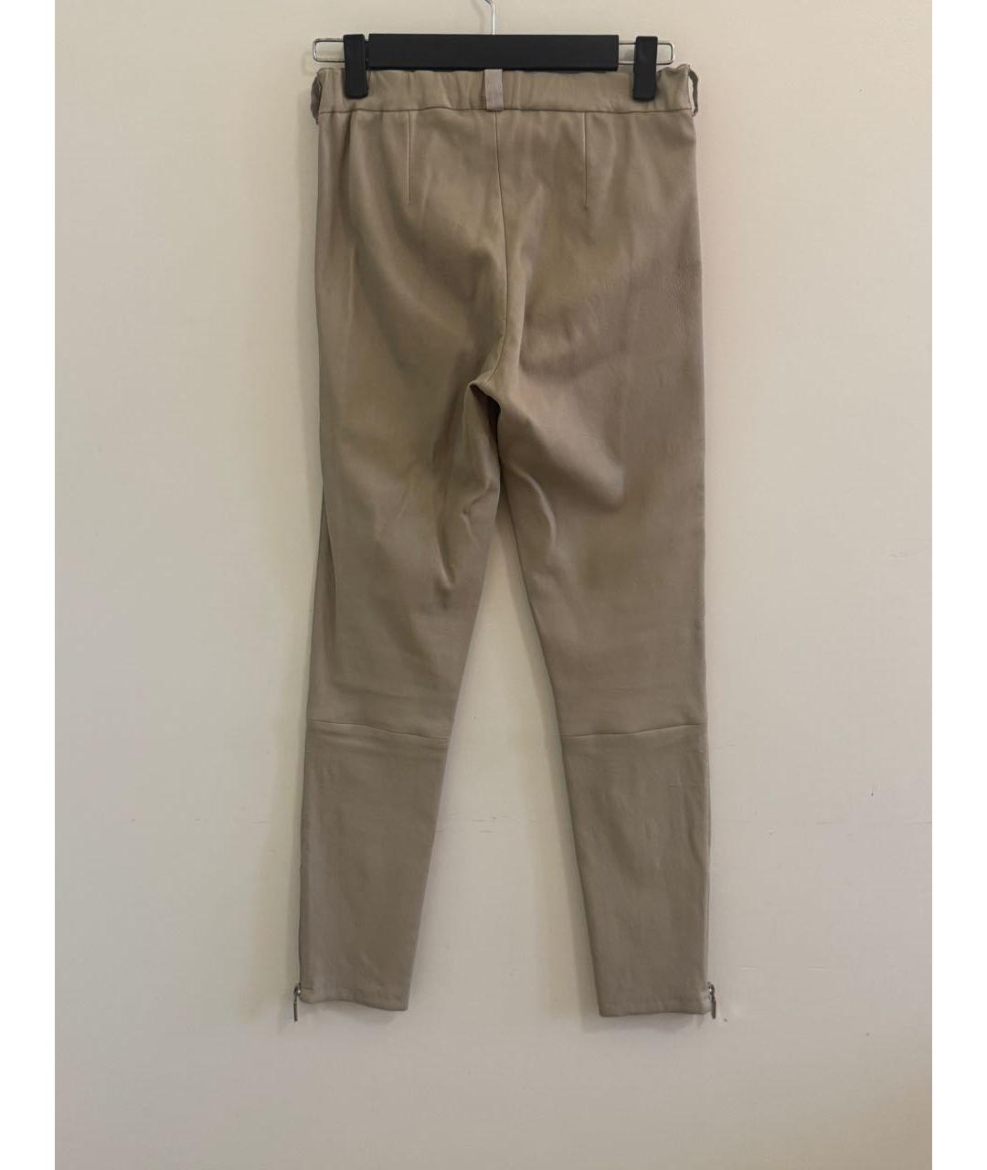 ARMA Бежевые кожаные брюки узкие, фото 2