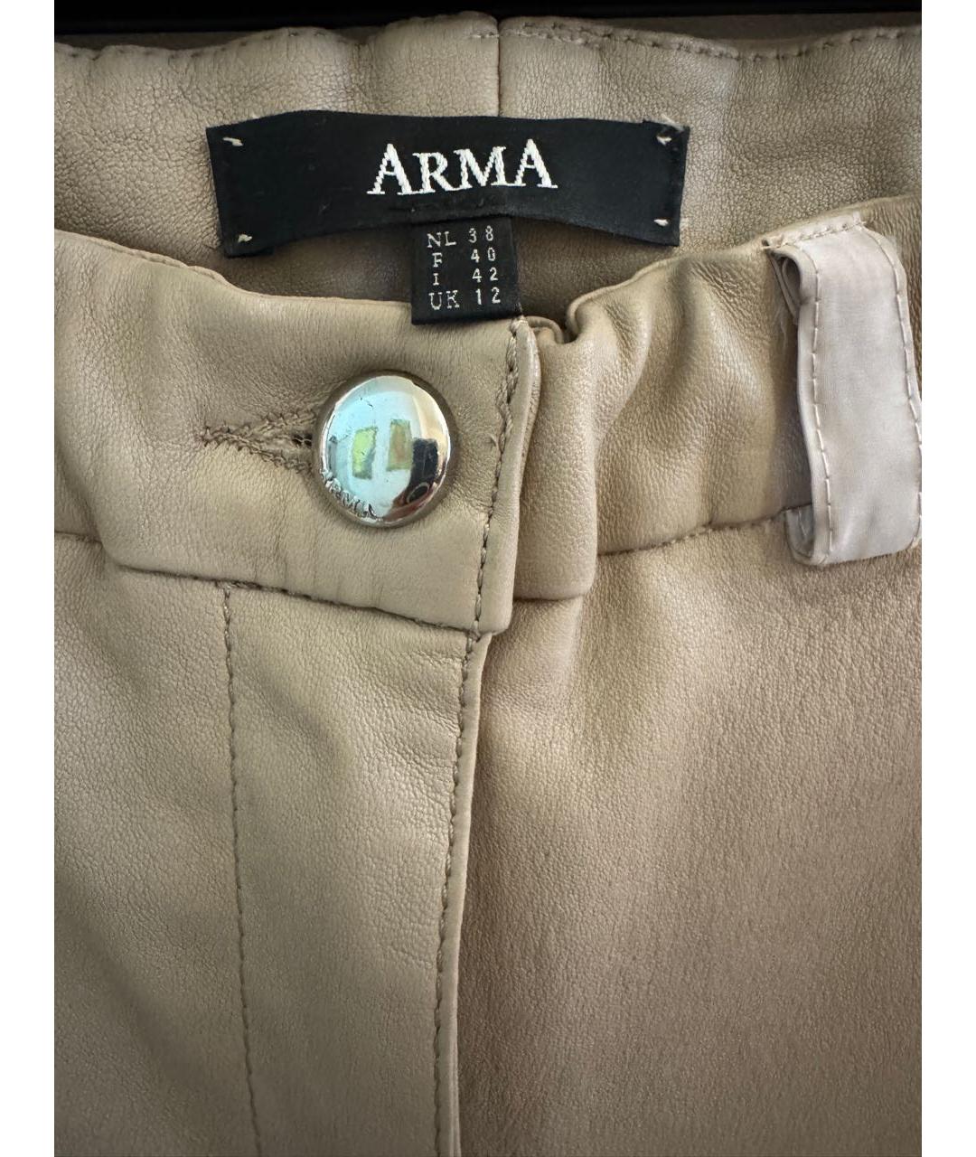 ARMA Бежевые кожаные брюки узкие, фото 4