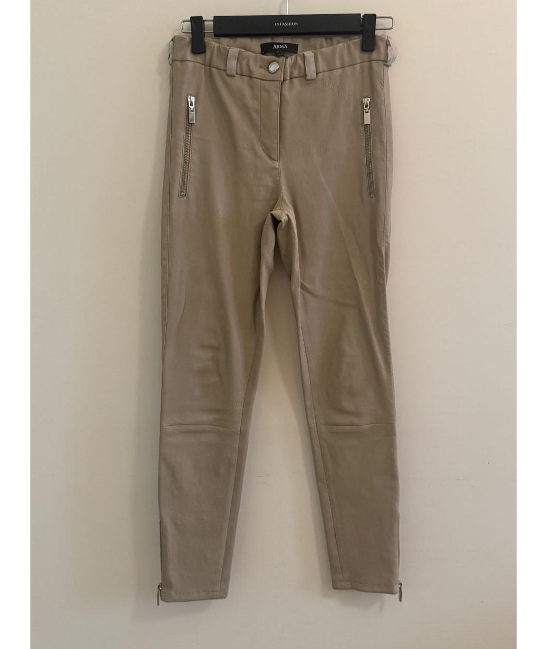 ARMA Бежевые кожаные брюки узкие, фото 9