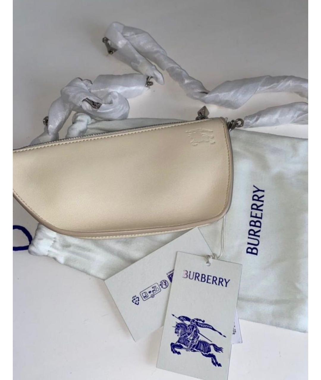 BURBERRY Бежевая кожаная сумка через плечо, фото 4