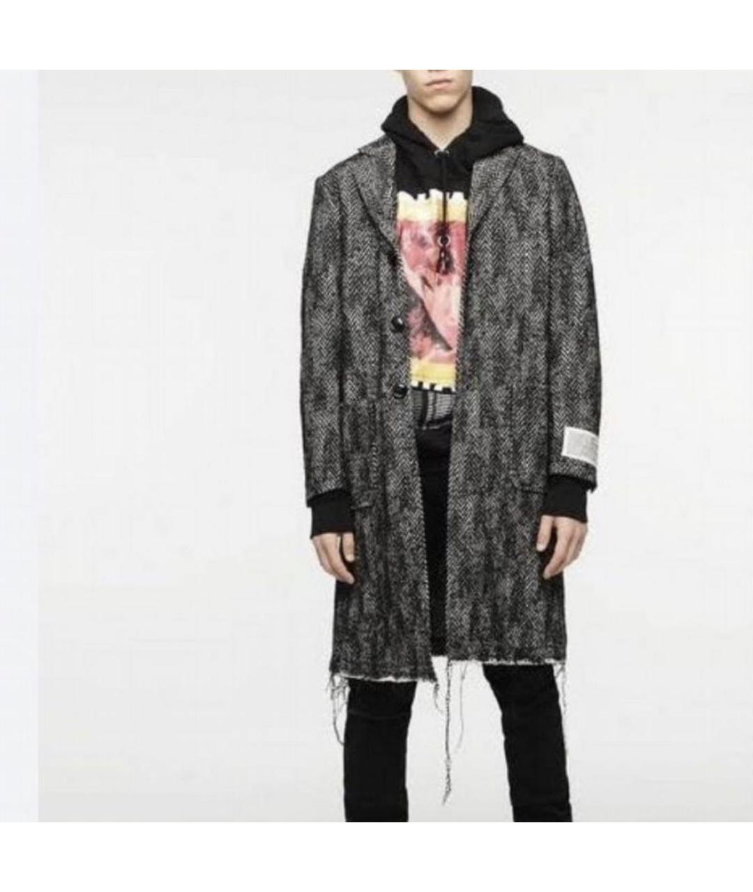 DIESEL Антрацитовое шерстяное пальто, фото 6