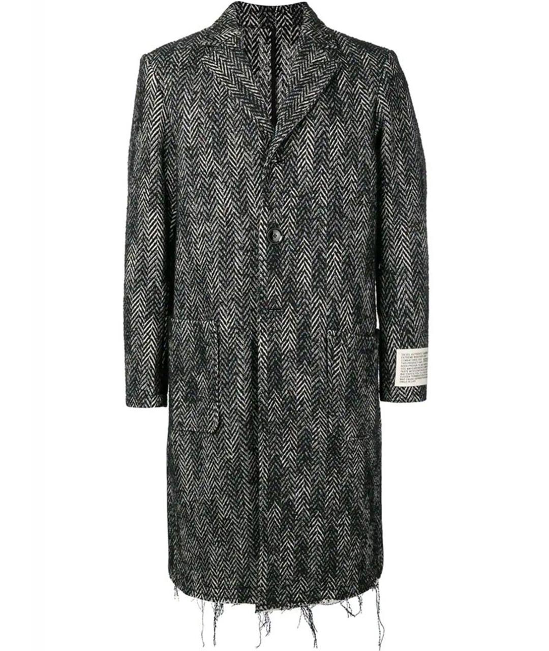 DIESEL Антрацитовое шерстяное пальто, фото 1