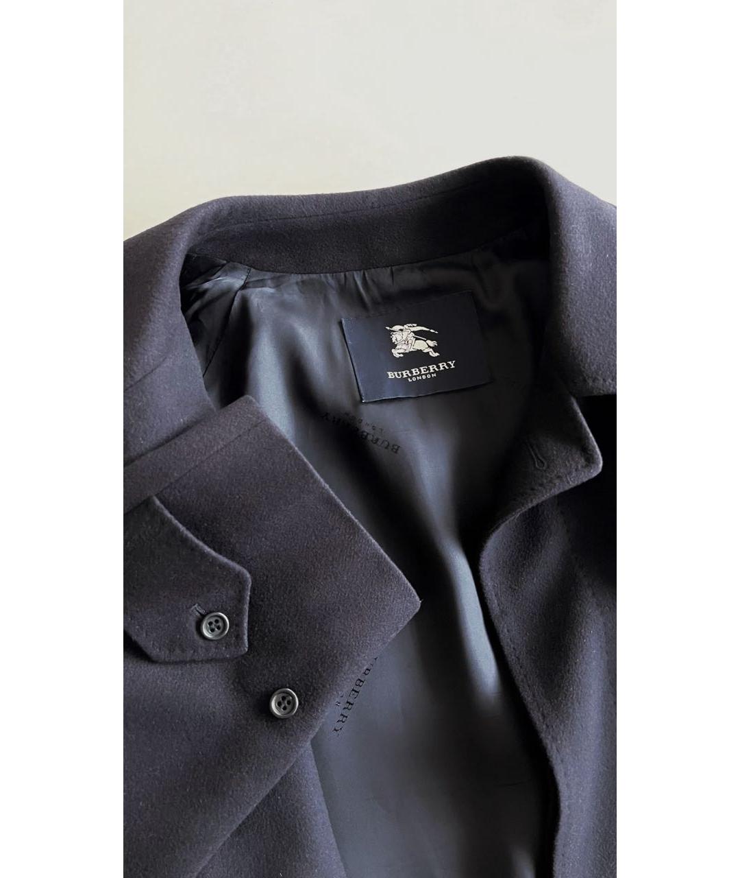 BURBERRY Темно-синее шерстяное пальто, фото 4