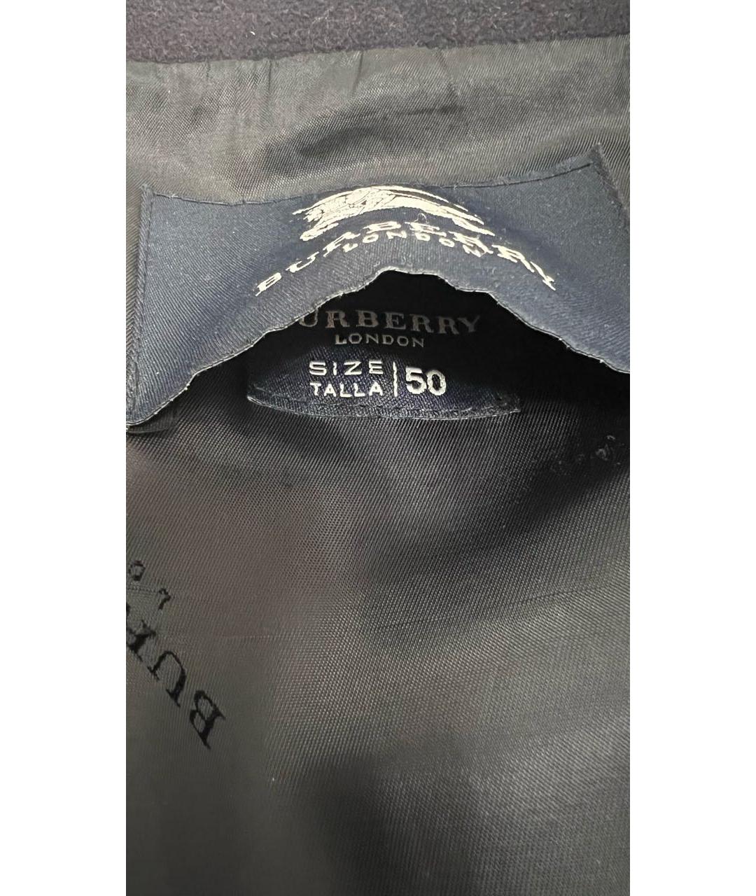 BURBERRY Темно-синее шерстяное пальто, фото 3