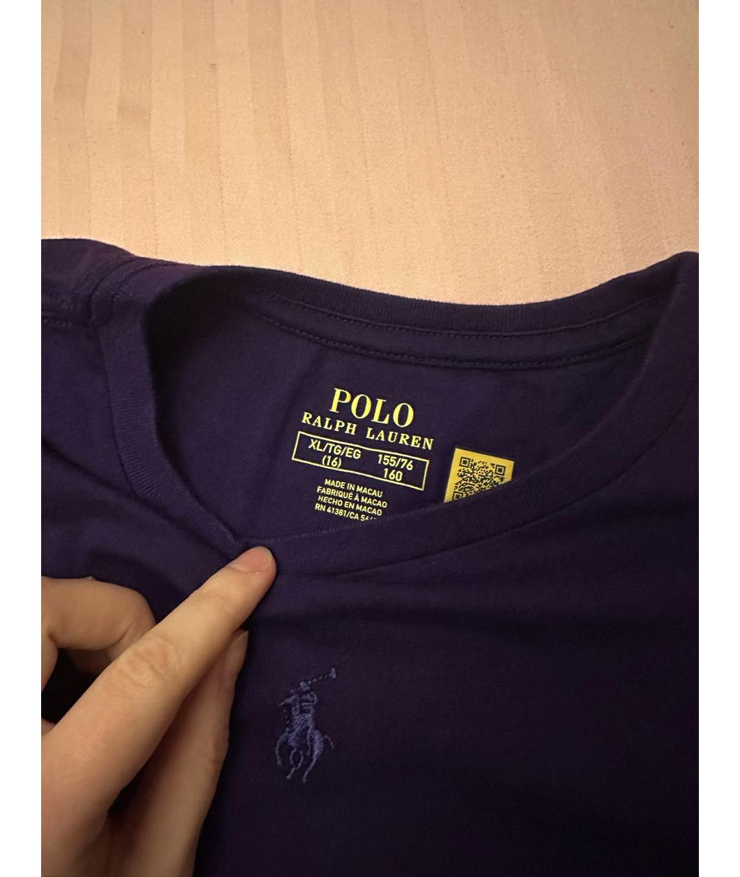 POLO RALPH LAUREN Фиолетовая хлопковая футболка, фото 4