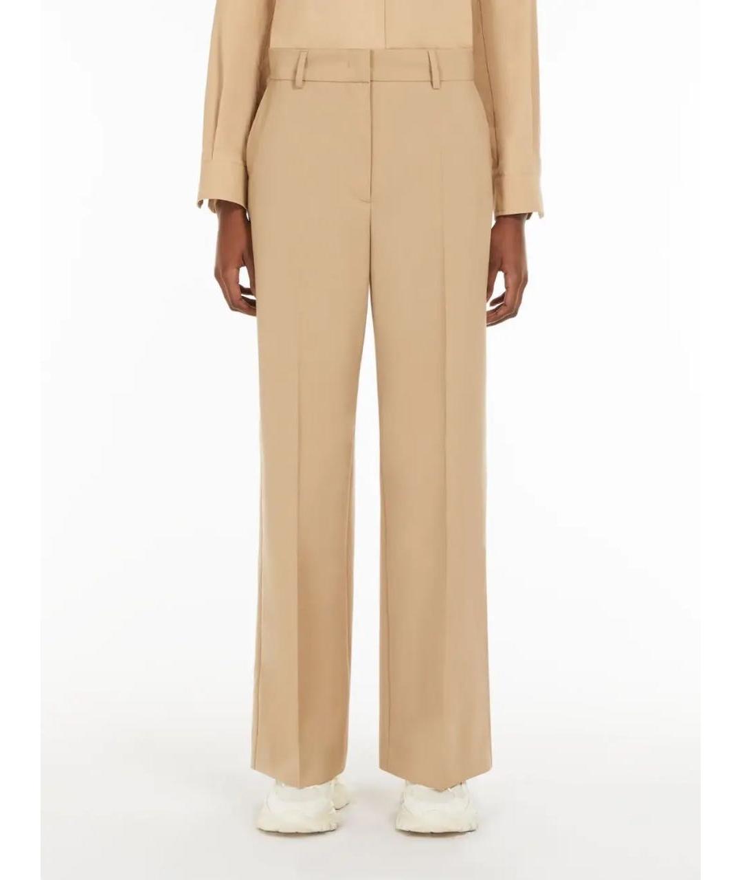 WEEKEND MAX MARA Бежевые шерстяные брюки широкие, фото 5