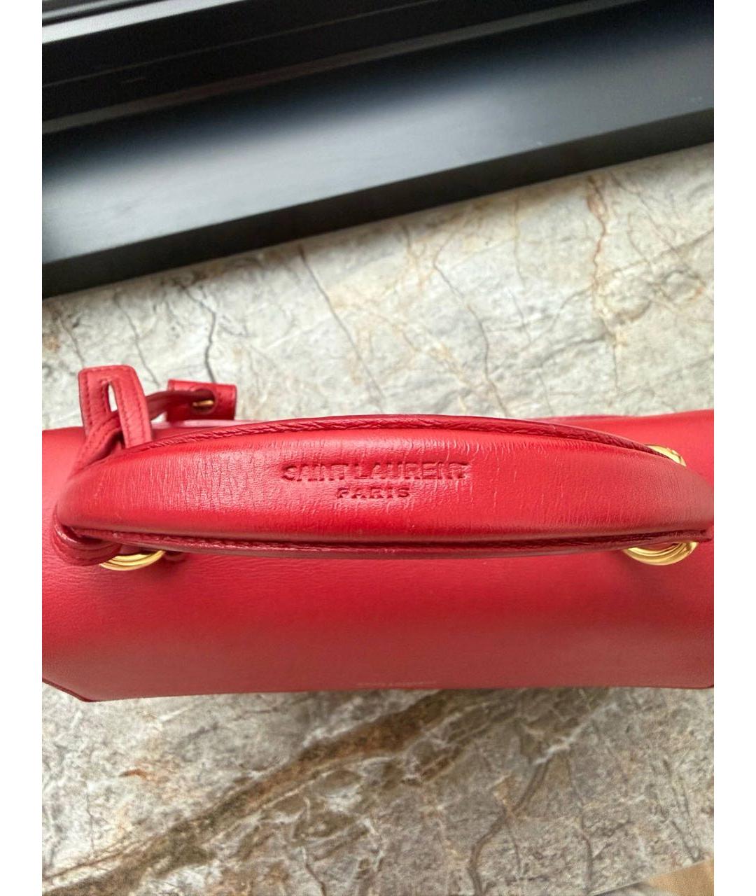 SAINT LAURENT Красная кожаная сумка через плечо, фото 6