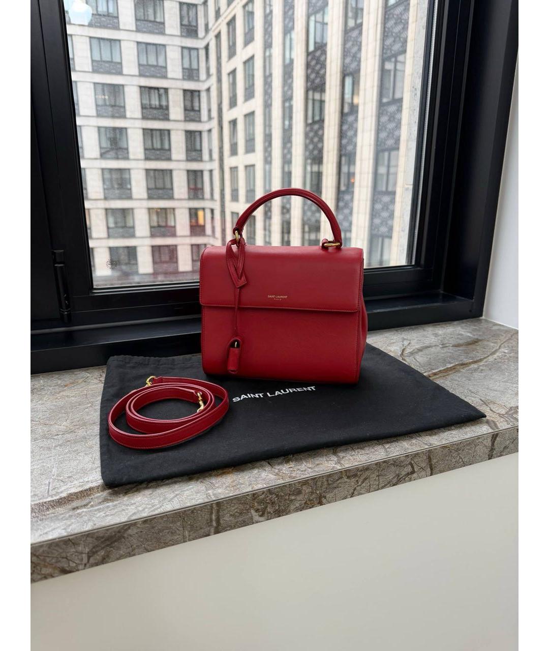SAINT LAURENT Красная кожаная сумка через плечо, фото 2