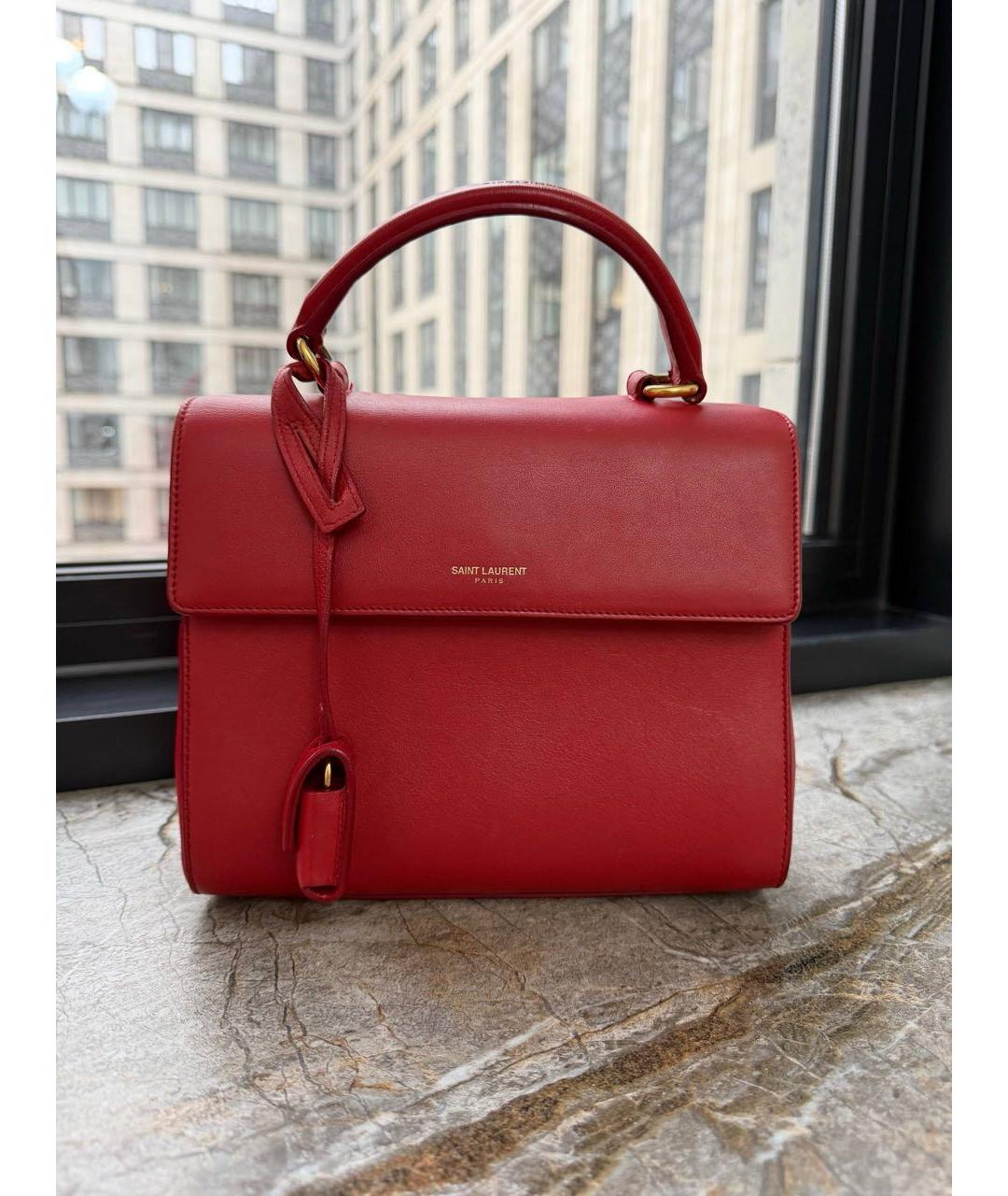 SAINT LAURENT Красная кожаная сумка через плечо, фото 9