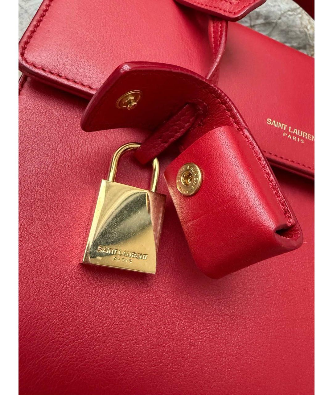SAINT LAURENT Красная кожаная сумка через плечо, фото 5