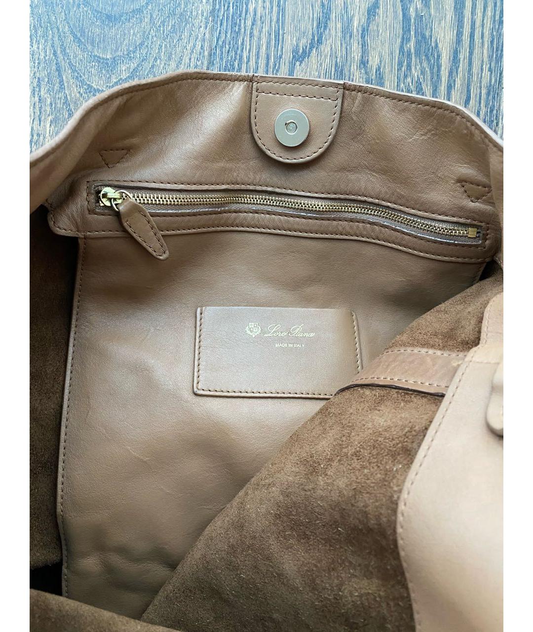 LORO PIANA Коричневая кожаная сумка через плечо, фото 4