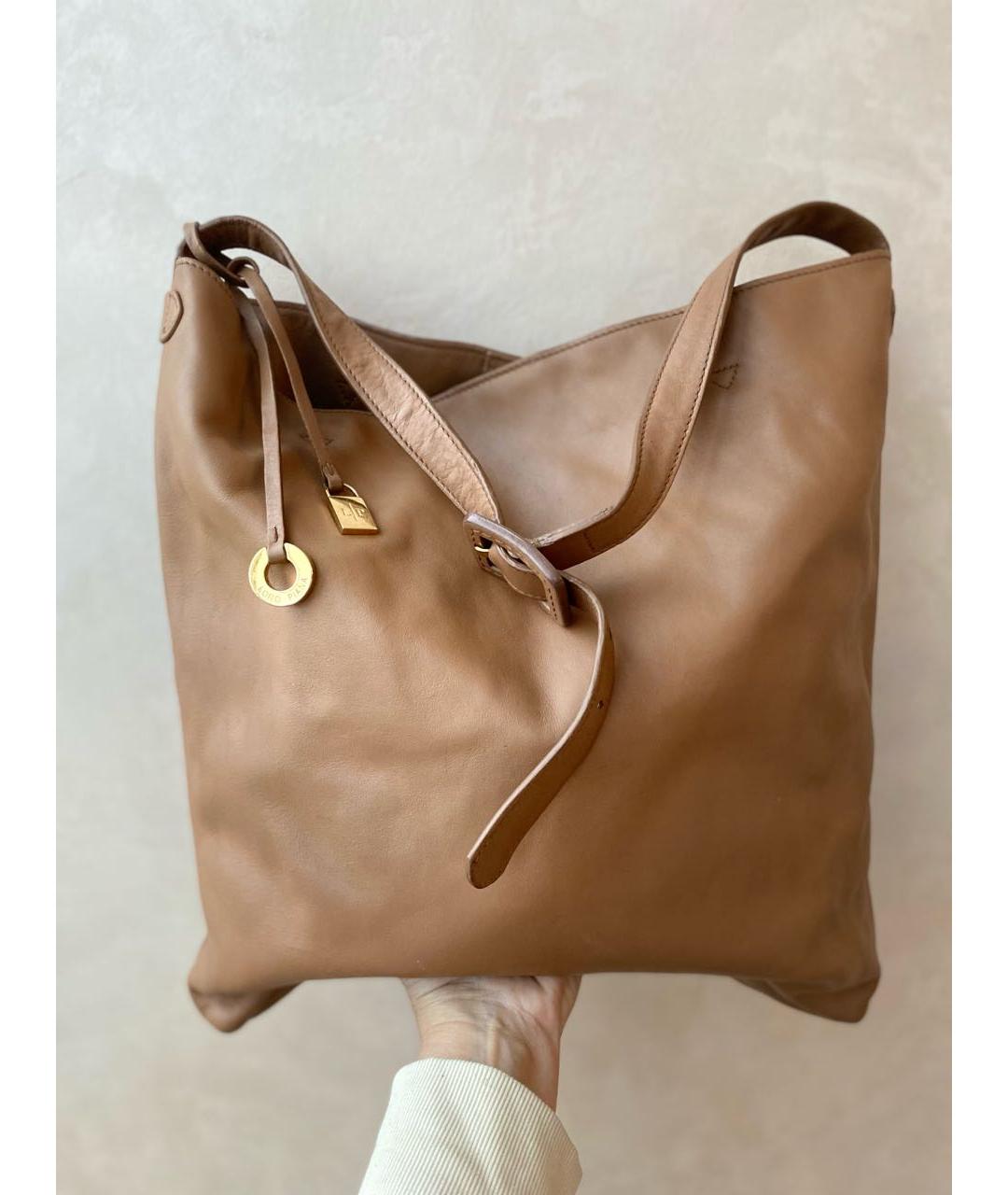 LORO PIANA Коричневая кожаная сумка через плечо, фото 9