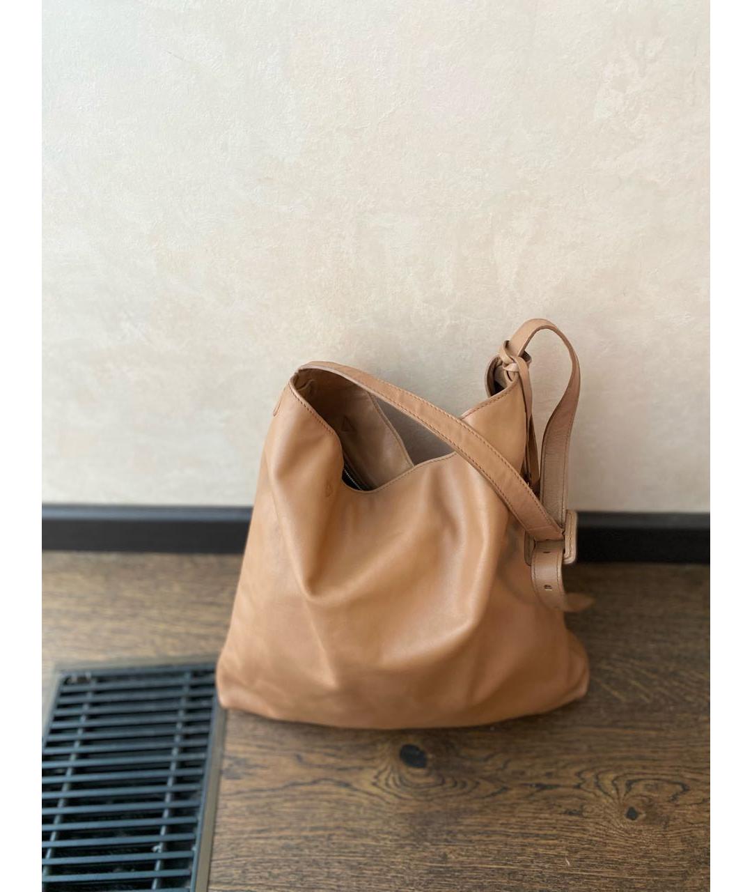 LORO PIANA Коричневая кожаная сумка через плечо, фото 2