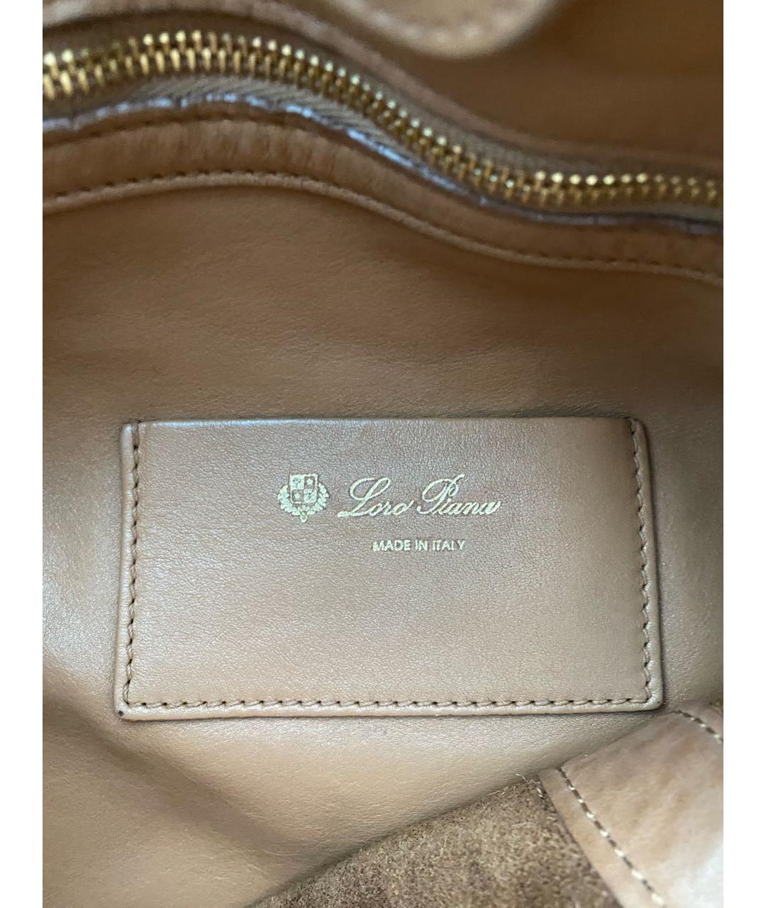 LORO PIANA Коричневая кожаная сумка через плечо, фото 8