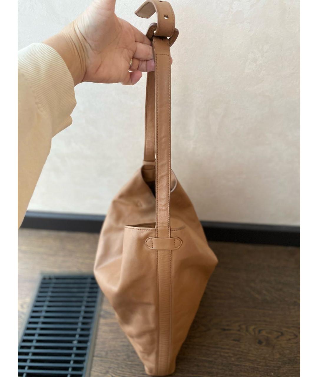 LORO PIANA Коричневая кожаная сумка через плечо, фото 6