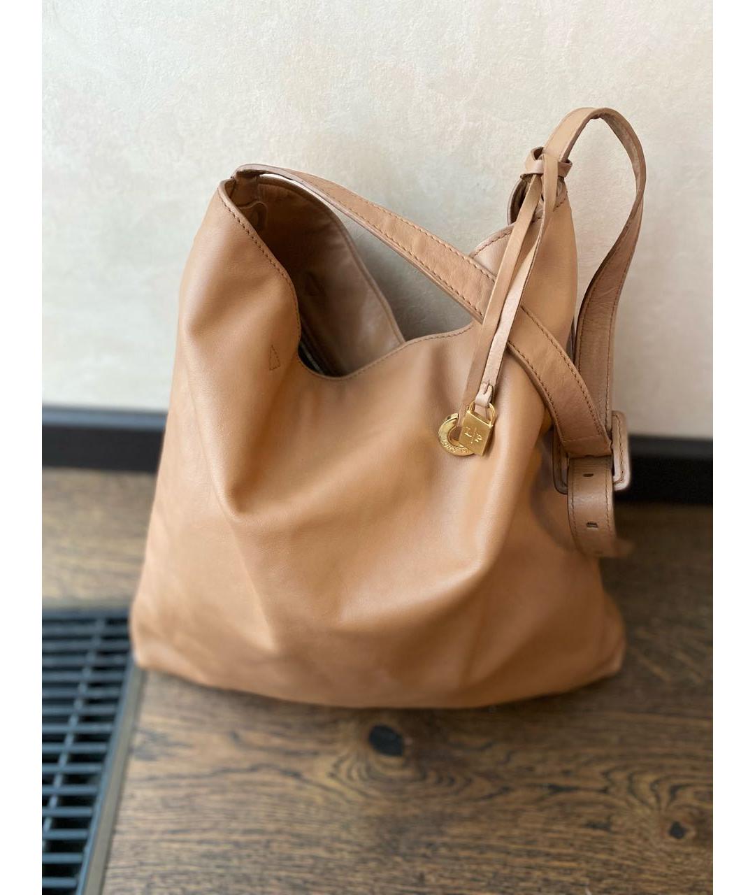 LORO PIANA Коричневая кожаная сумка через плечо, фото 7