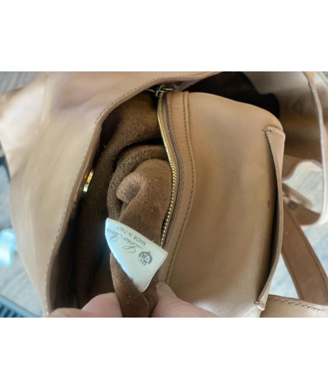 LORO PIANA Коричневая кожаная сумка через плечо, фото 3