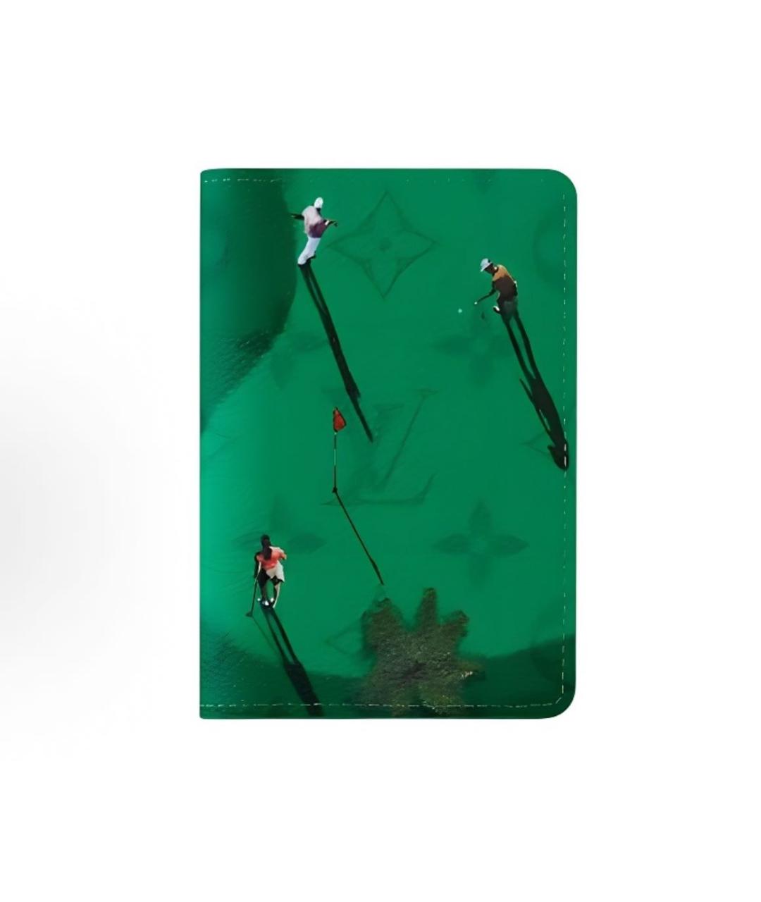 LOUIS VUITTON Зеленый кожаный кардхолдер, фото 5