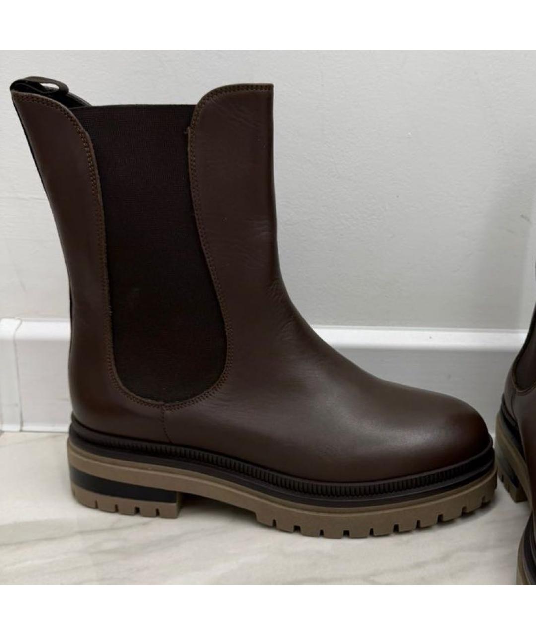 MAX MARA Коричневые кожаные ботинки, фото 5