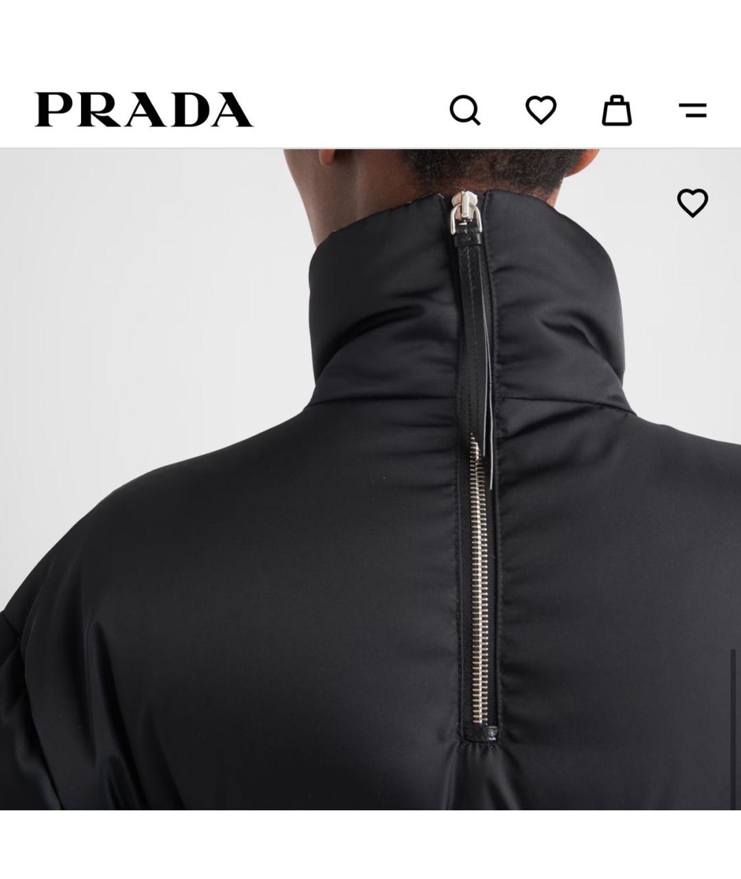 PRADA Черный полиэстеровый пуховик, фото 3