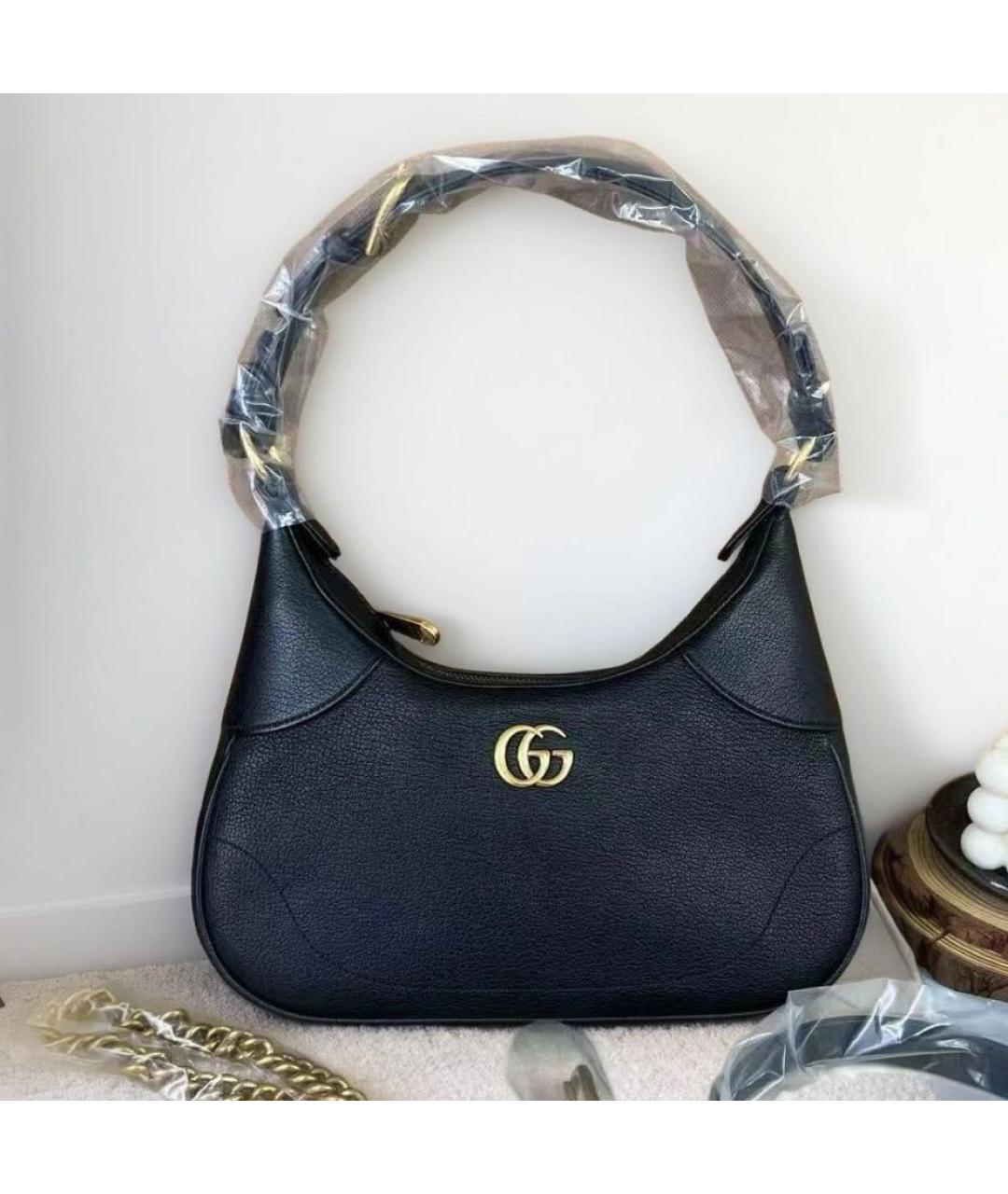 GUCCI Черная кожаная сумка через плечо, фото 2