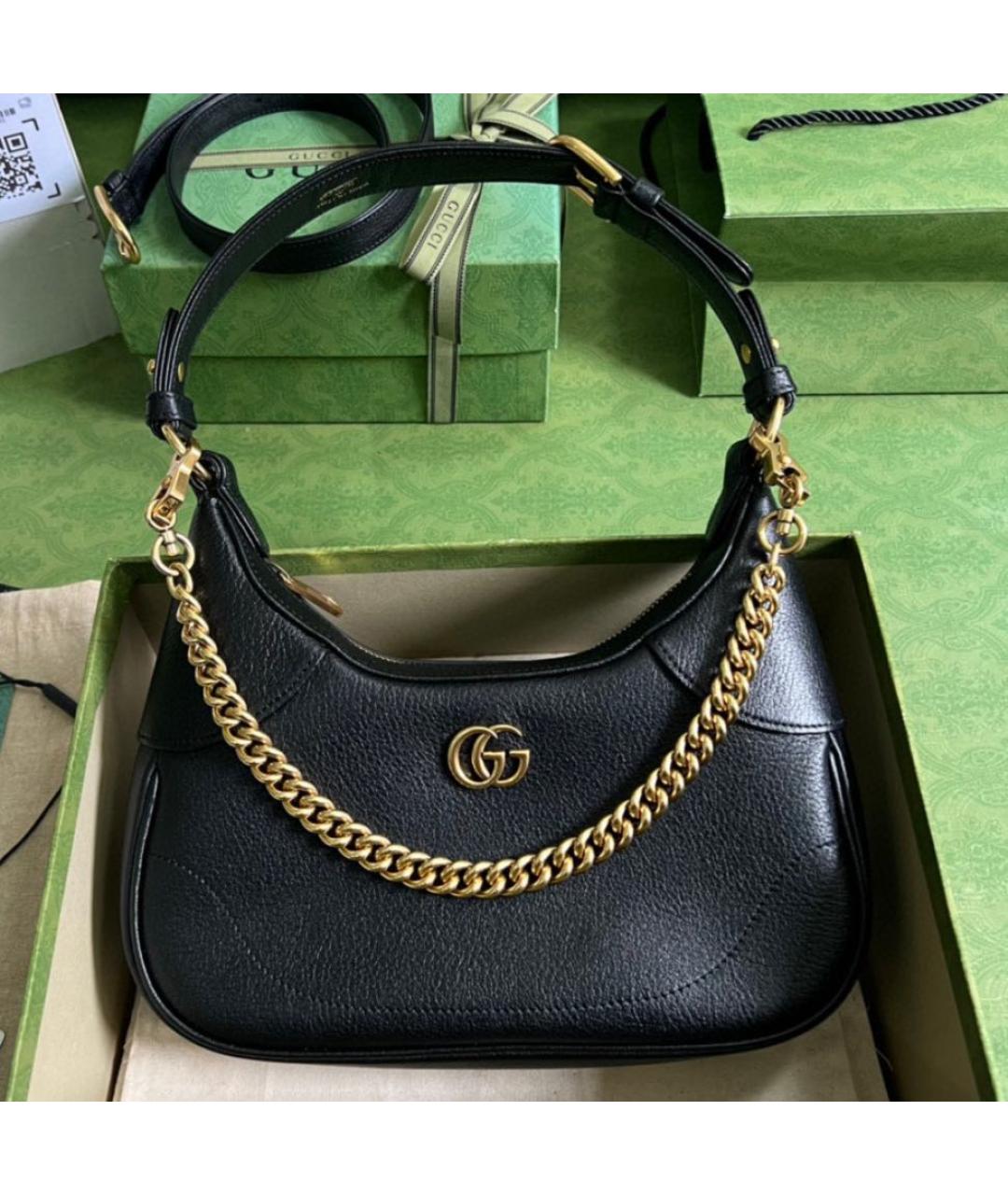 GUCCI Черная кожаная сумка через плечо, фото 4