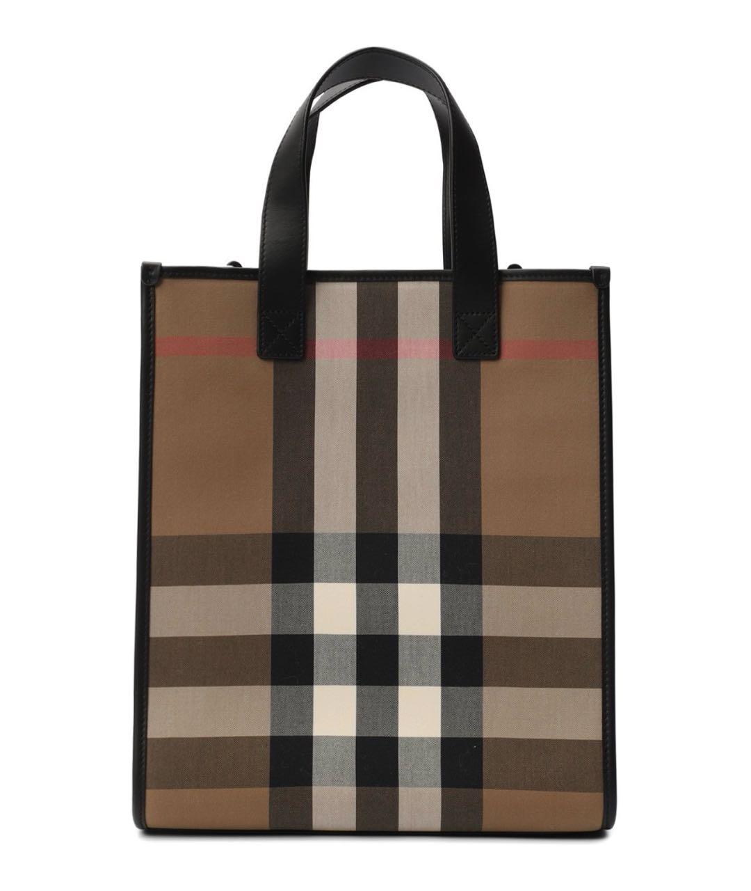 BURBERRY Коричневая тканевая сумка с короткими ручками, фото 9