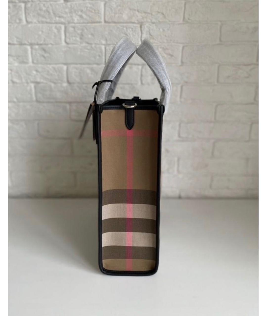 BURBERRY Коричневая тканевая сумка с короткими ручками, фото 4