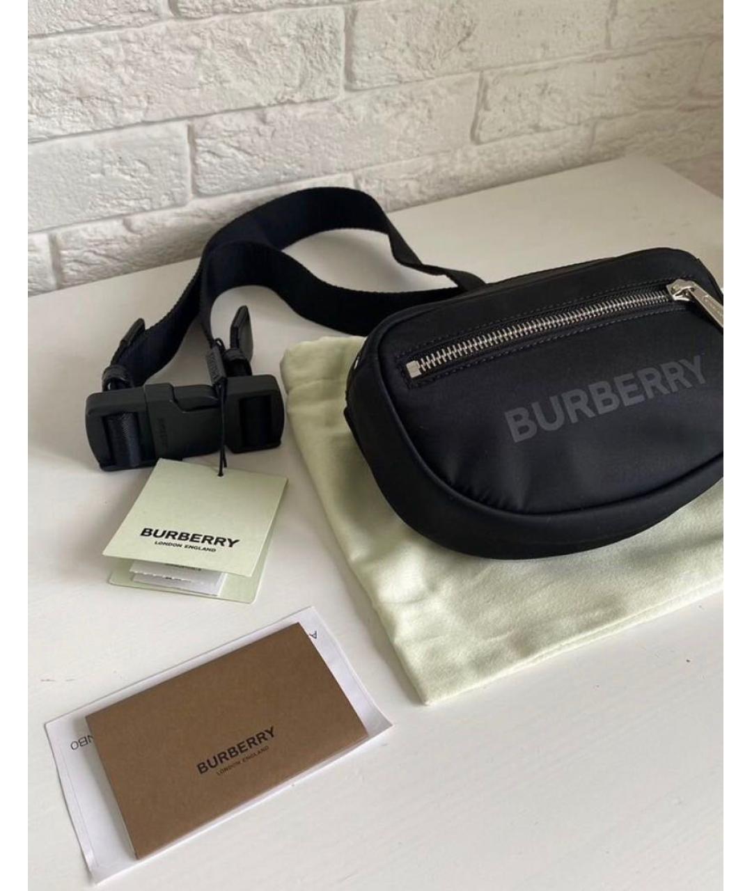 BURBERRY Черная тканевая поясная сумка, фото 3