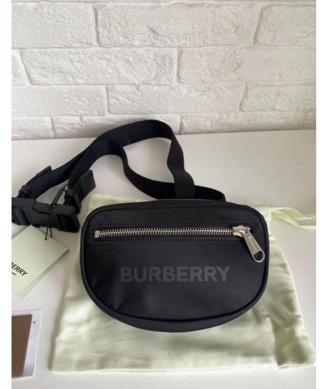 BURBERRY Черная тканевая поясная сумка, фото 2