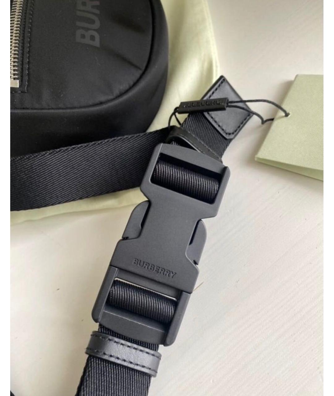 BURBERRY Черная тканевая поясная сумка, фото 5