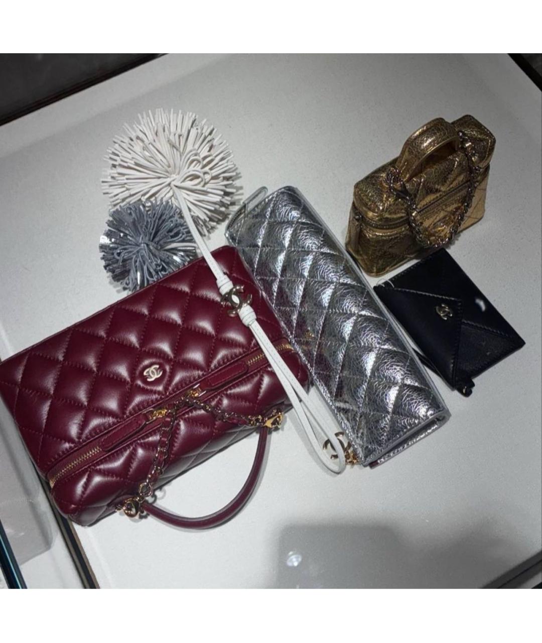 CHANEL Бордовая кожаная сумка с короткими ручками, фото 2