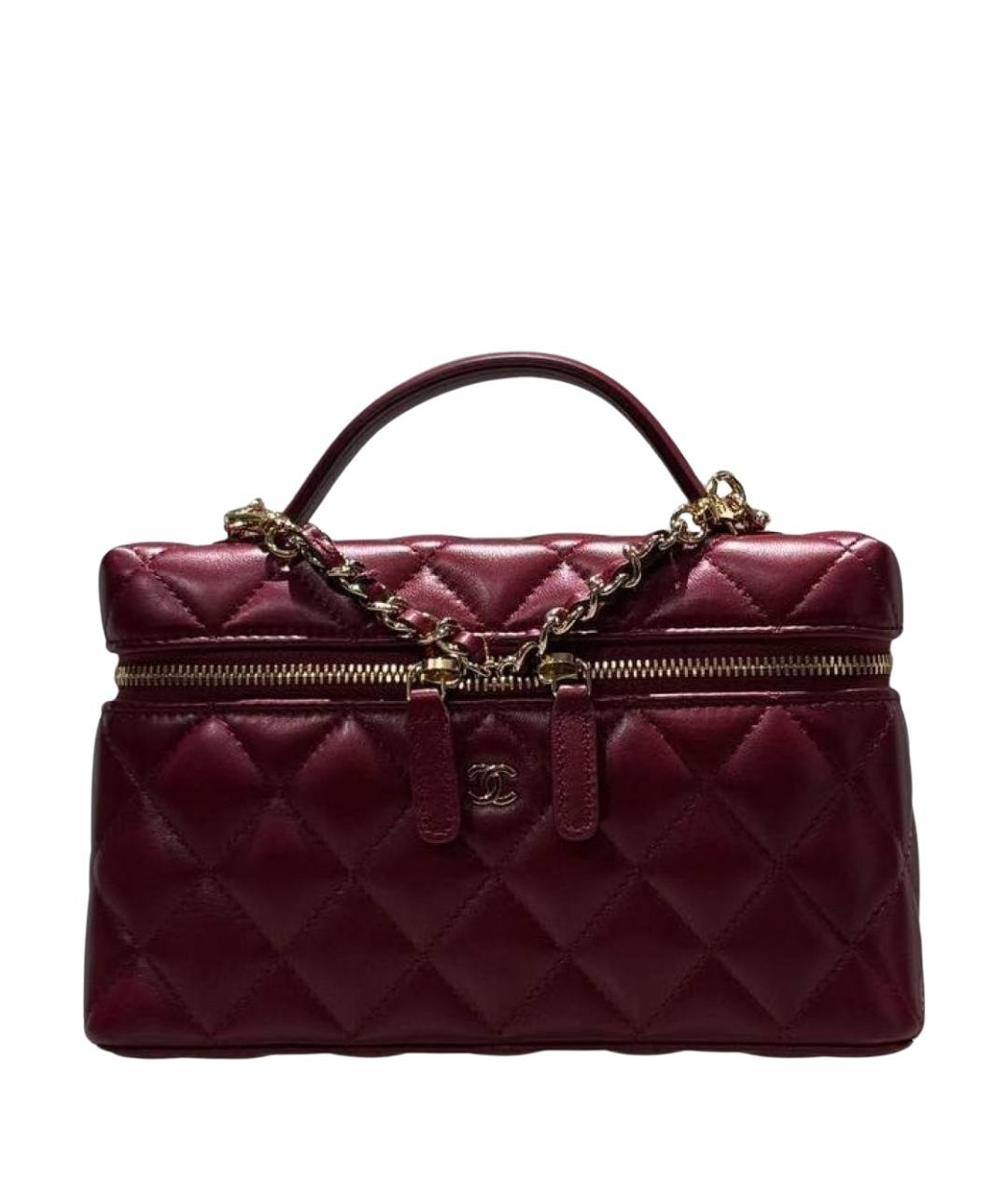 CHANEL Бордовая кожаная сумка с короткими ручками, фото 1