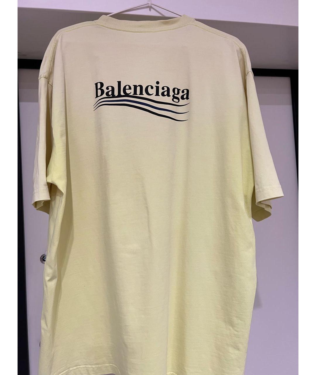 BALENCIAGA Желтая хлопковая футболка, фото 4