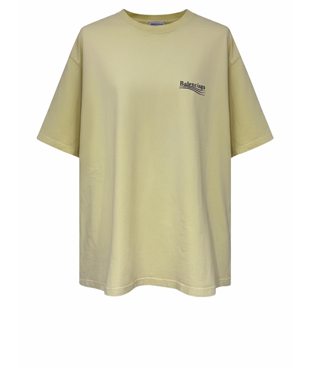 BALENCIAGA Желтая хлопковая футболка, фото 1