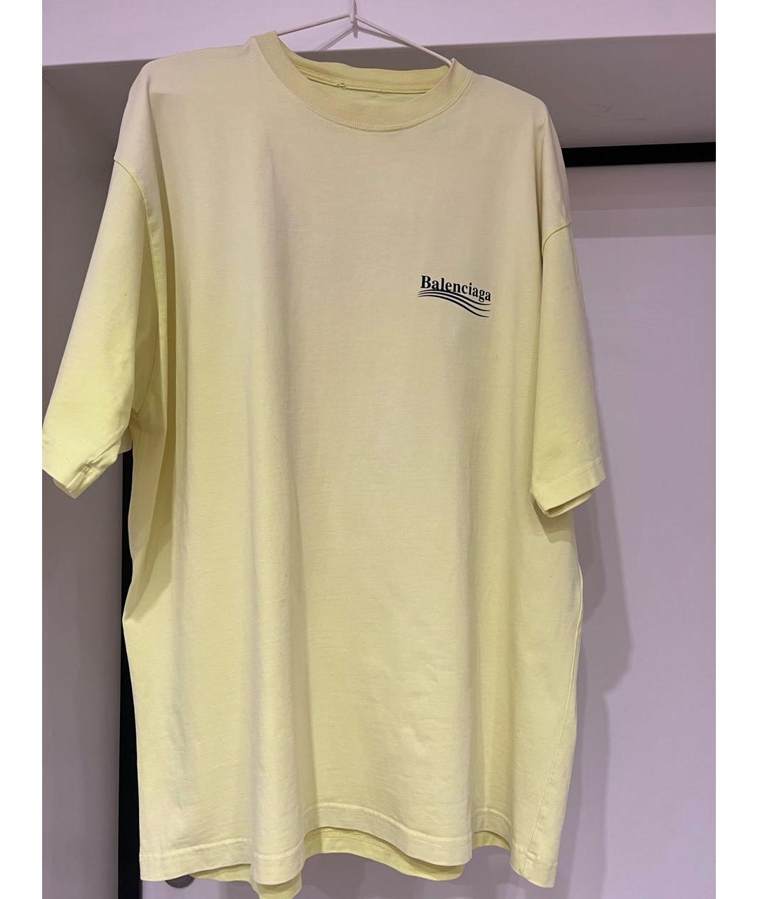 BALENCIAGA Желтая хлопковая футболка, фото 5