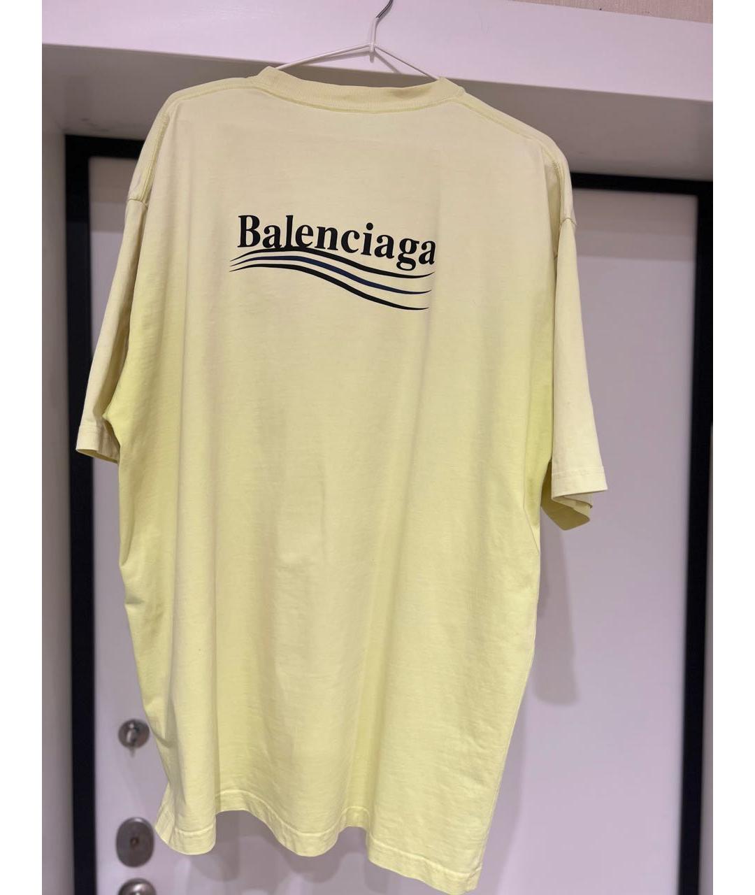 BALENCIAGA Желтая хлопковая футболка, фото 2