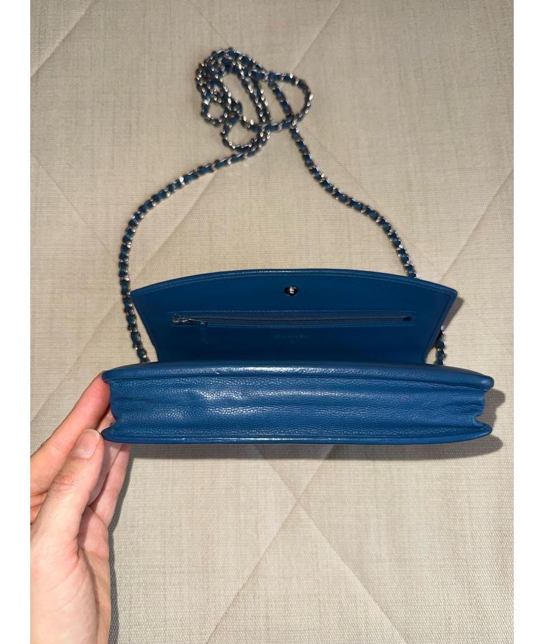 CHANEL Бирюзовая кожаная сумка через плечо, фото 6