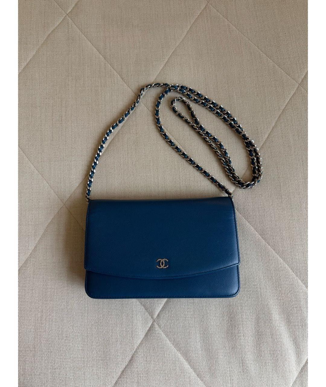 CHANEL Бирюзовая кожаная сумка через плечо, фото 9