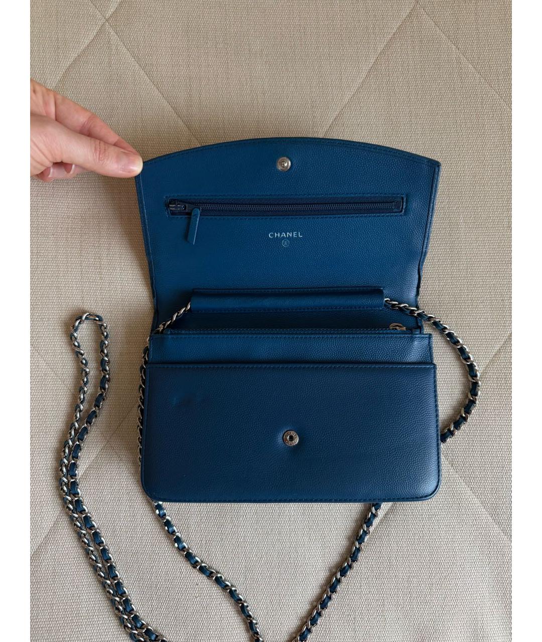 CHANEL Бирюзовая кожаная сумка через плечо, фото 2