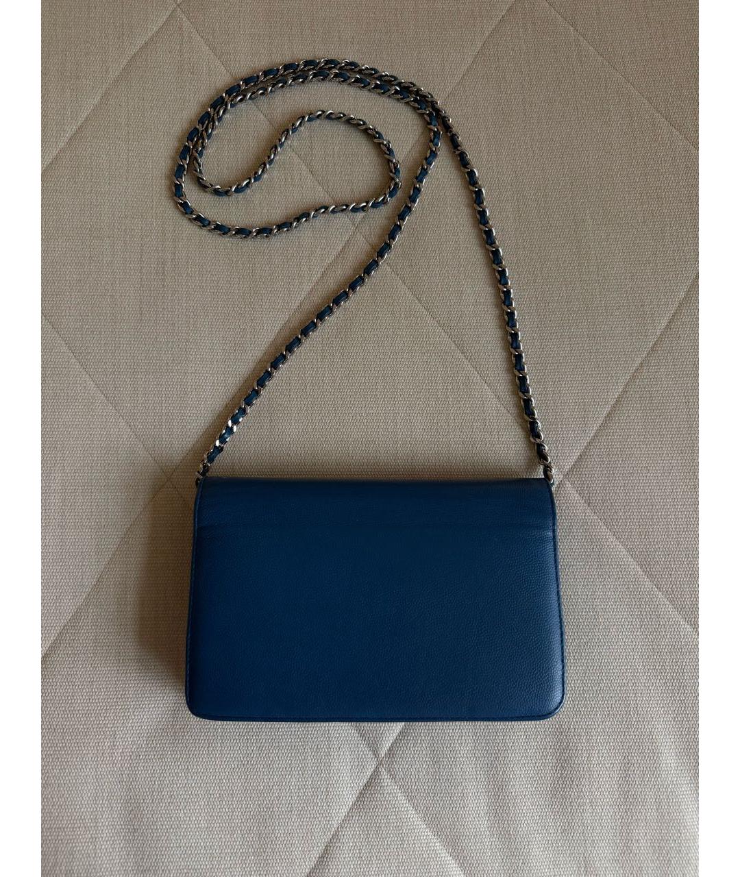 CHANEL Бирюзовая кожаная сумка через плечо, фото 3