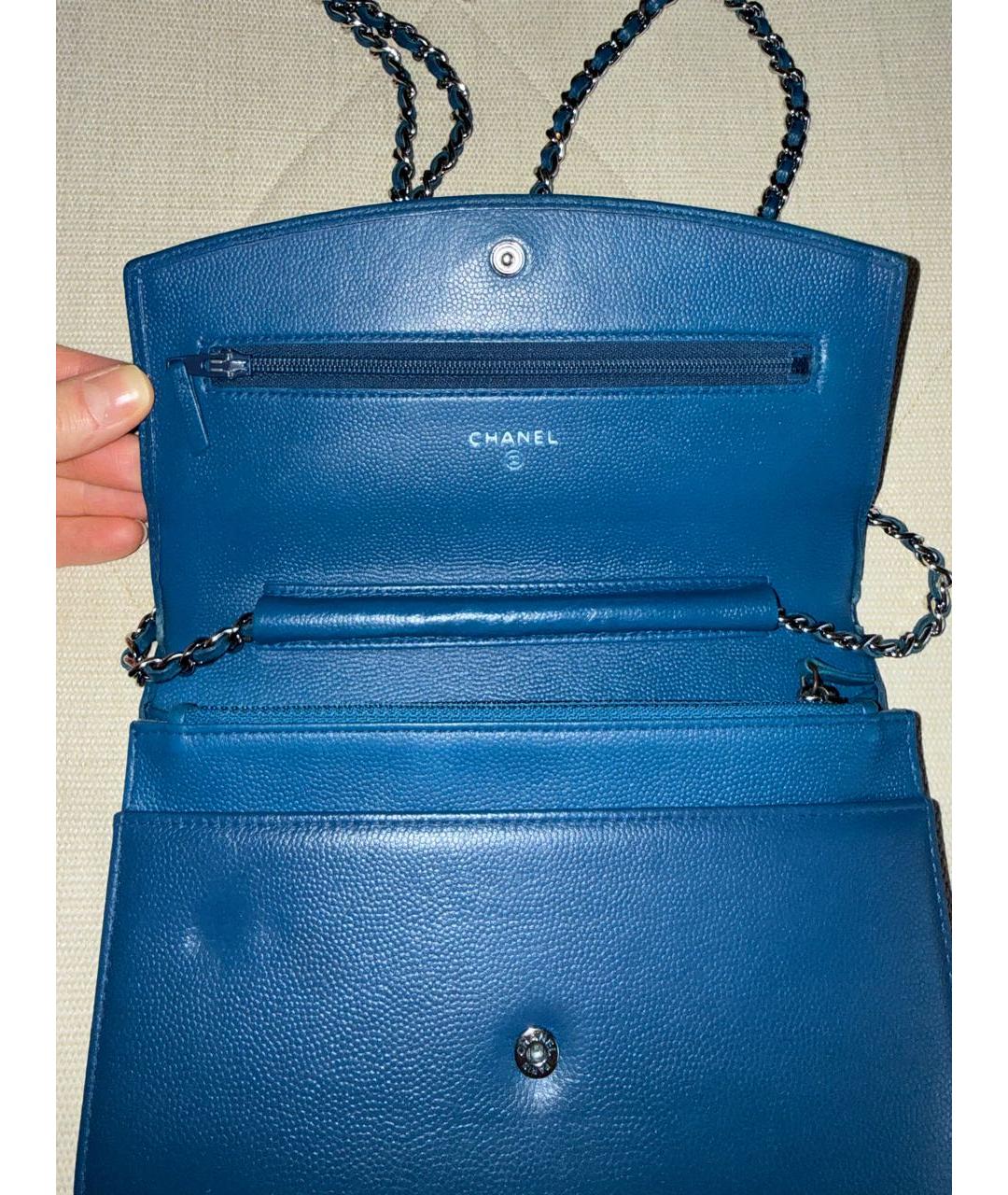 CHANEL Бирюзовая кожаная сумка через плечо, фото 4