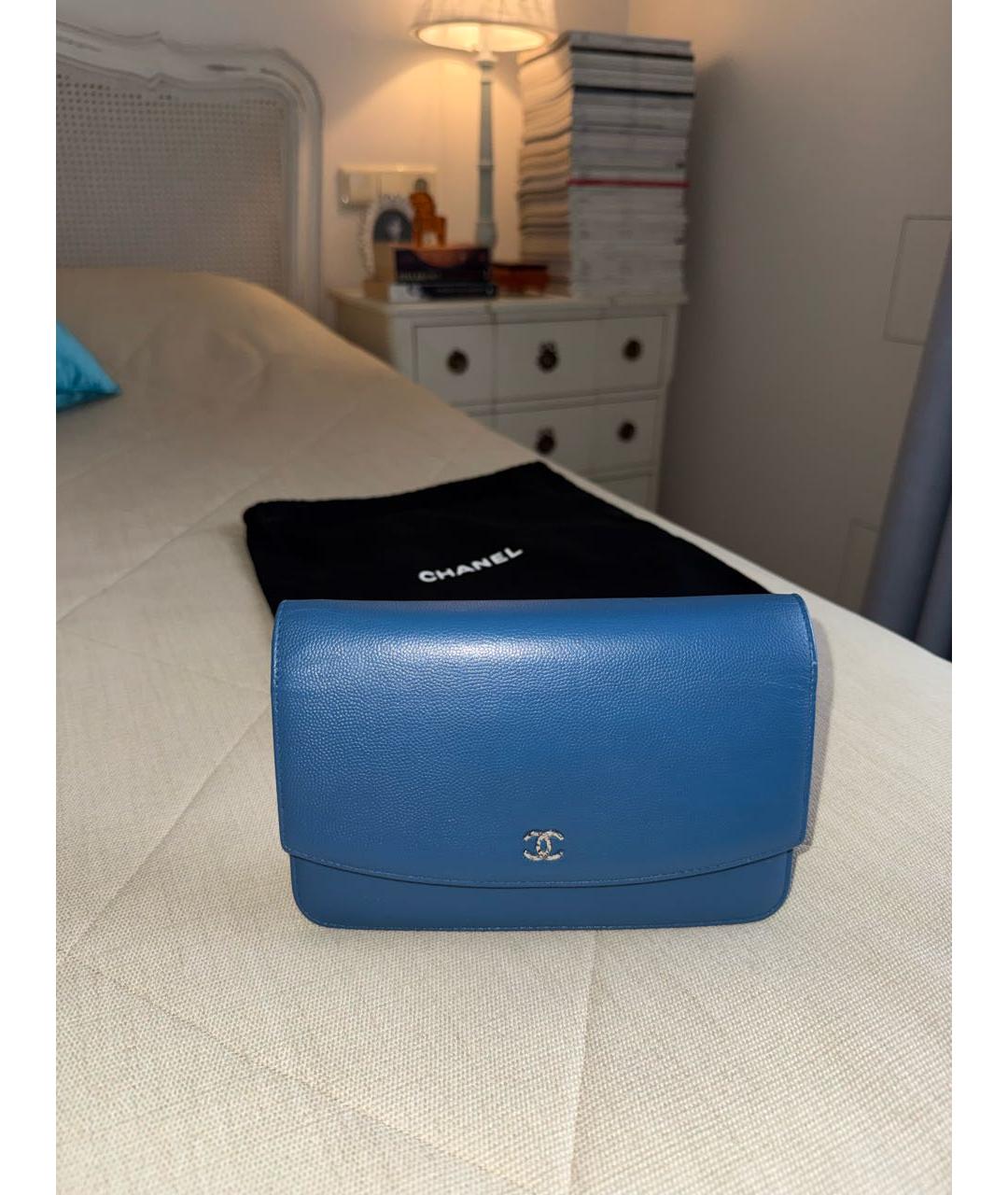 CHANEL Бирюзовая кожаная сумка через плечо, фото 7