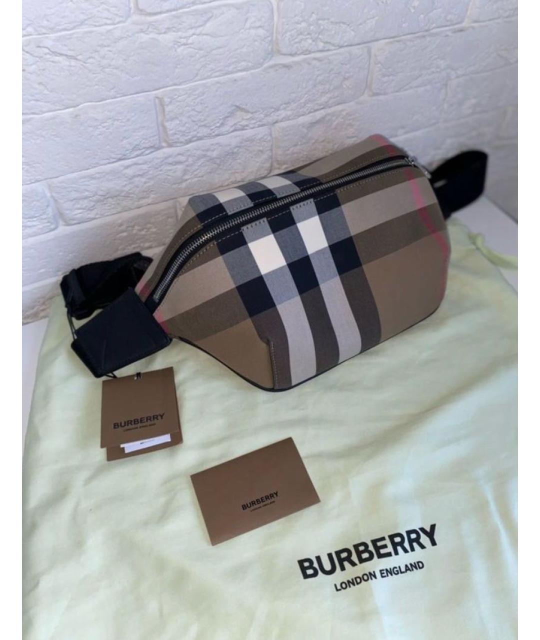 BURBERRY Коричневая тканевая сумка на плечо, фото 2